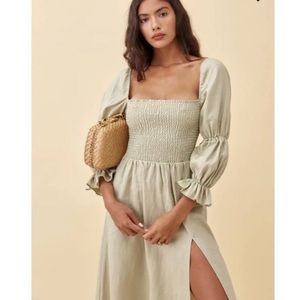 REFORMATION Hyland Linene Dress - Sage